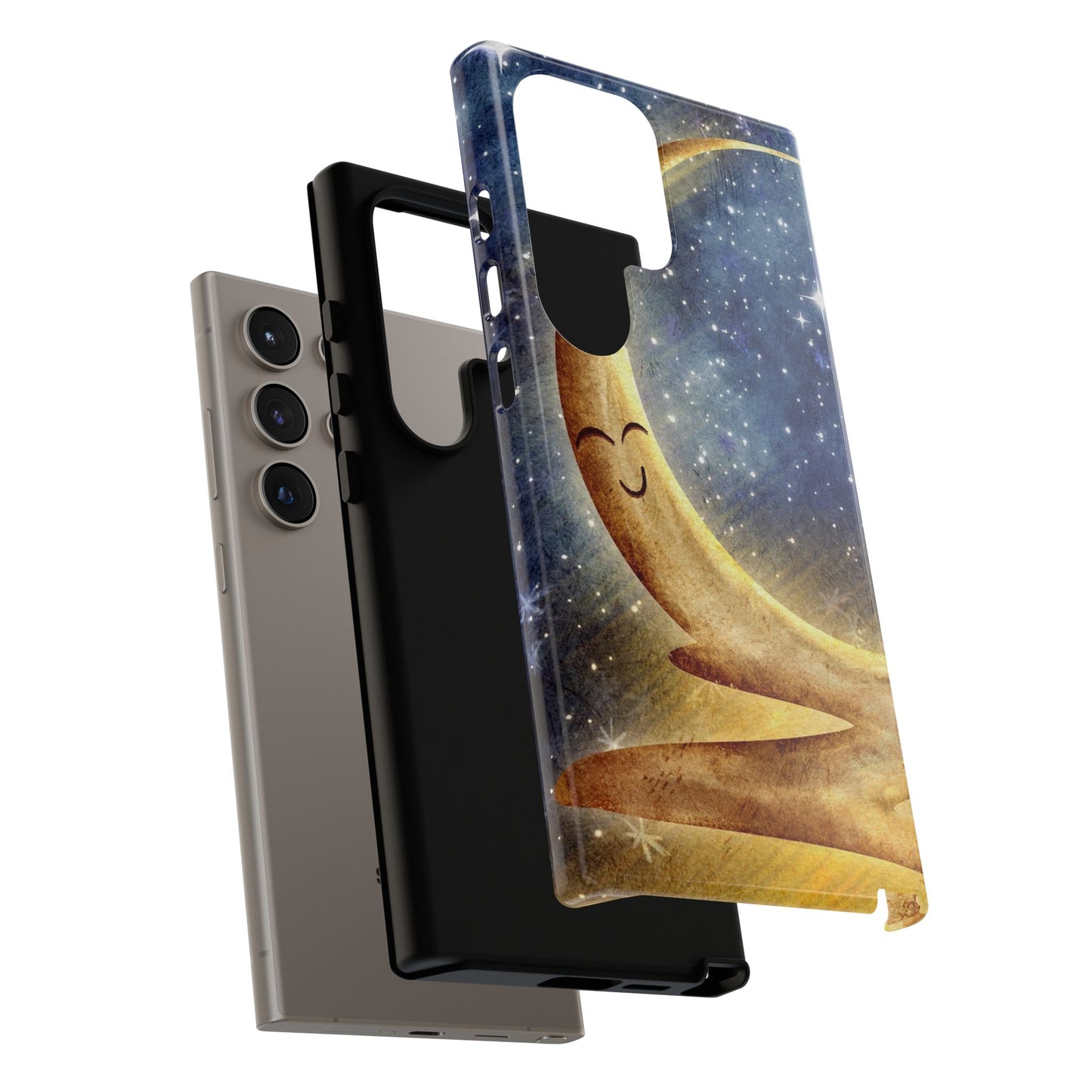 Moonlit Smile Phone Case — Starry Night Crescent Moon iPhone Cover