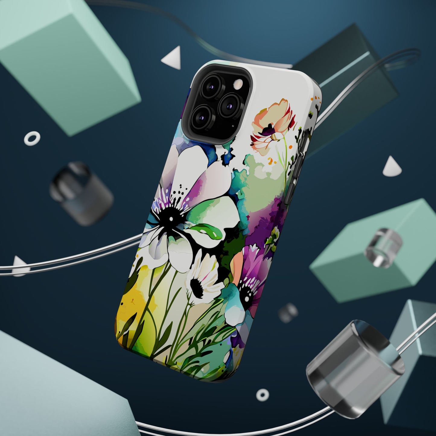Floral Watercolor Magnetic Phone Case — Impact‑Resistant Protective Cover