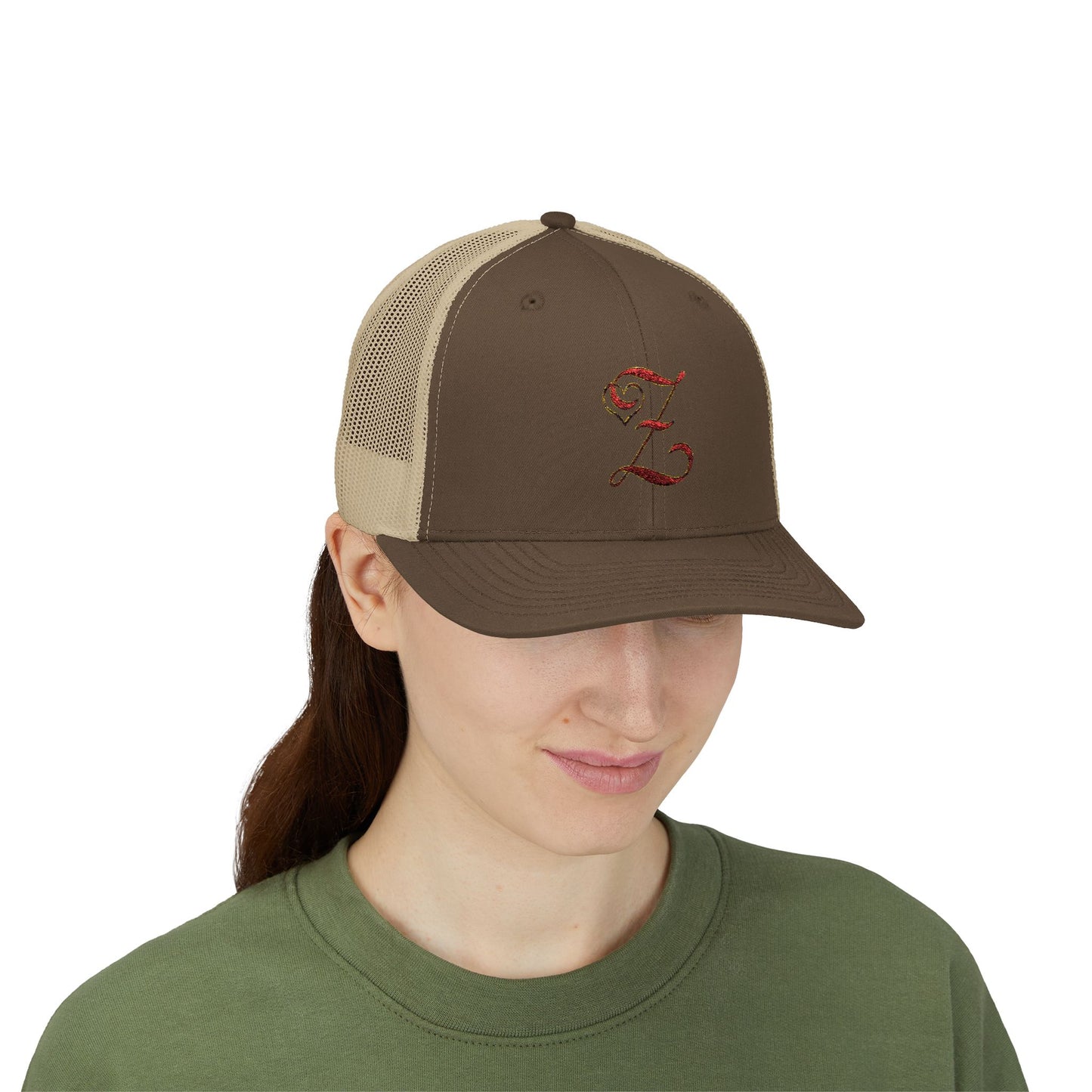 Embroidered 'Z' Snapback Trucker Cap — Vintage Monogram Initial Hat
