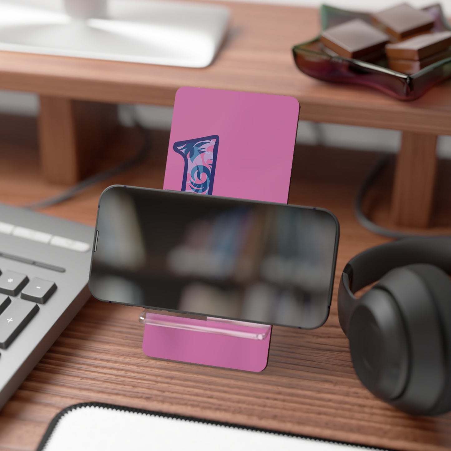 Personalized Floral Phone Stand, Desktop Holder, Custom Smartphone Display, Ideal Gift for Students, Home Office Decor