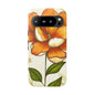 Floral Phone Case with Orange Flower Design, Tough Phone Cover, Floral Gift, Stylish Tech Accessory, Nature Lovers, Spring Vibes