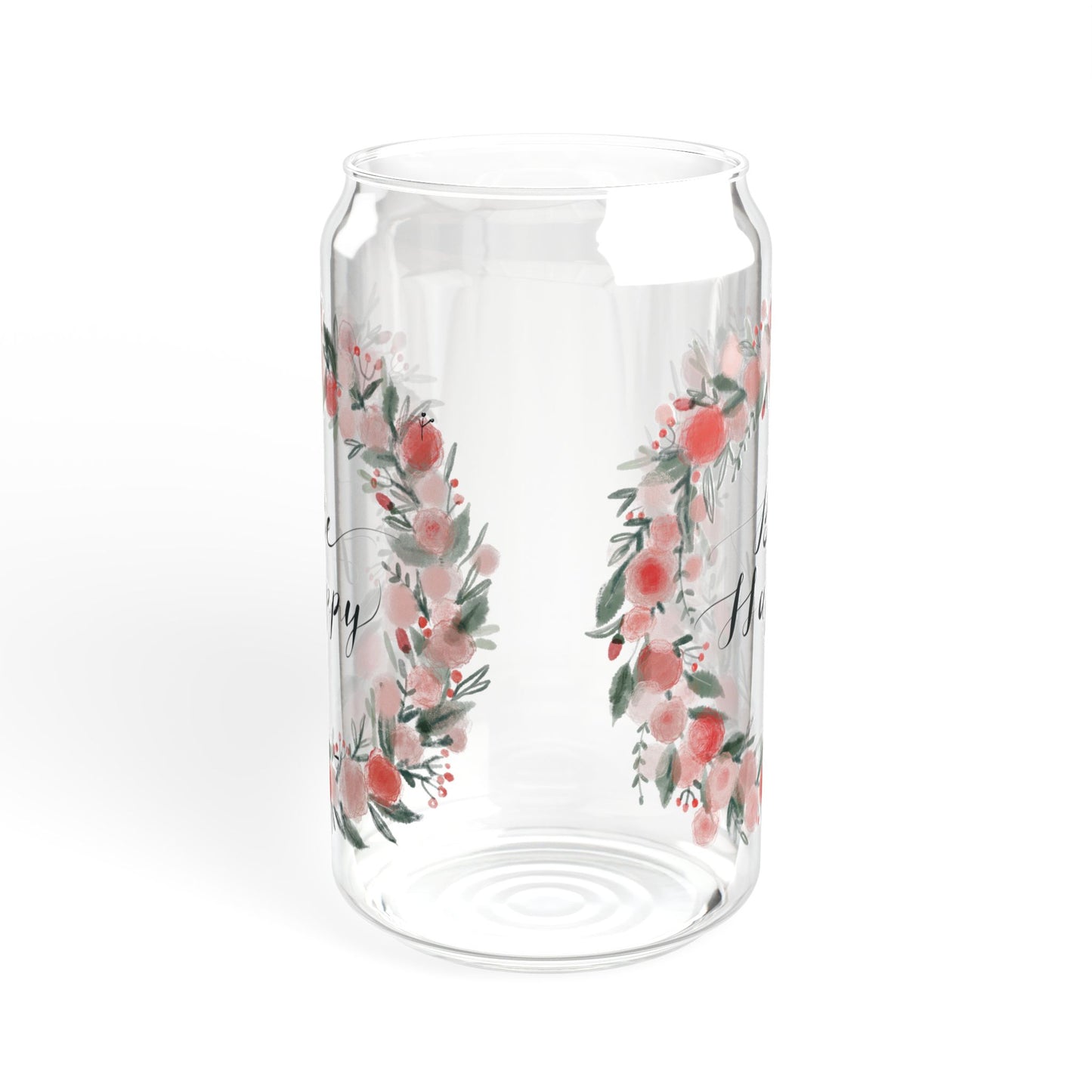 Floral Sipper Glass, 16oz - Motivational Drinkware, Perfect Gift for All Occasions, Kitchen Decor, Eco-friendly Straw Cup