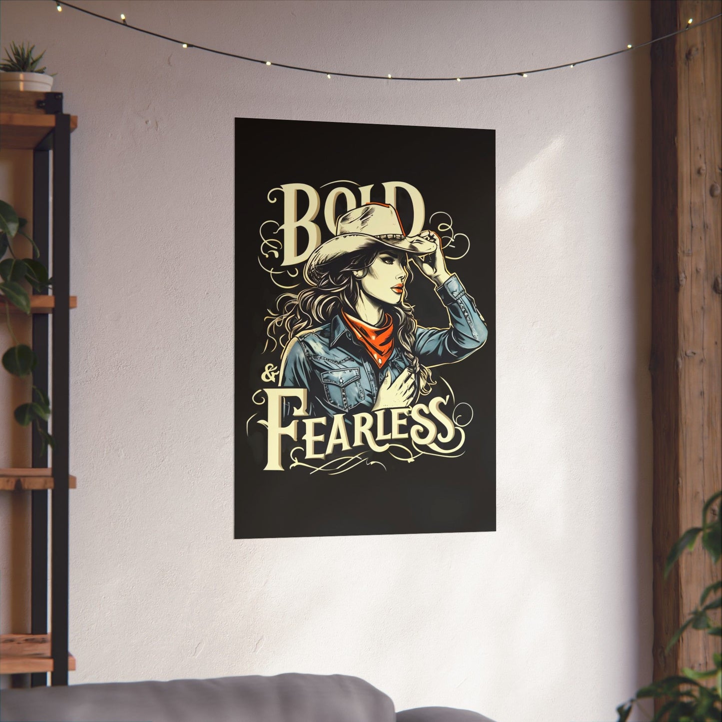 Bold & Fearless Cowboy Woman Poster — Matte Vertical Wall Art