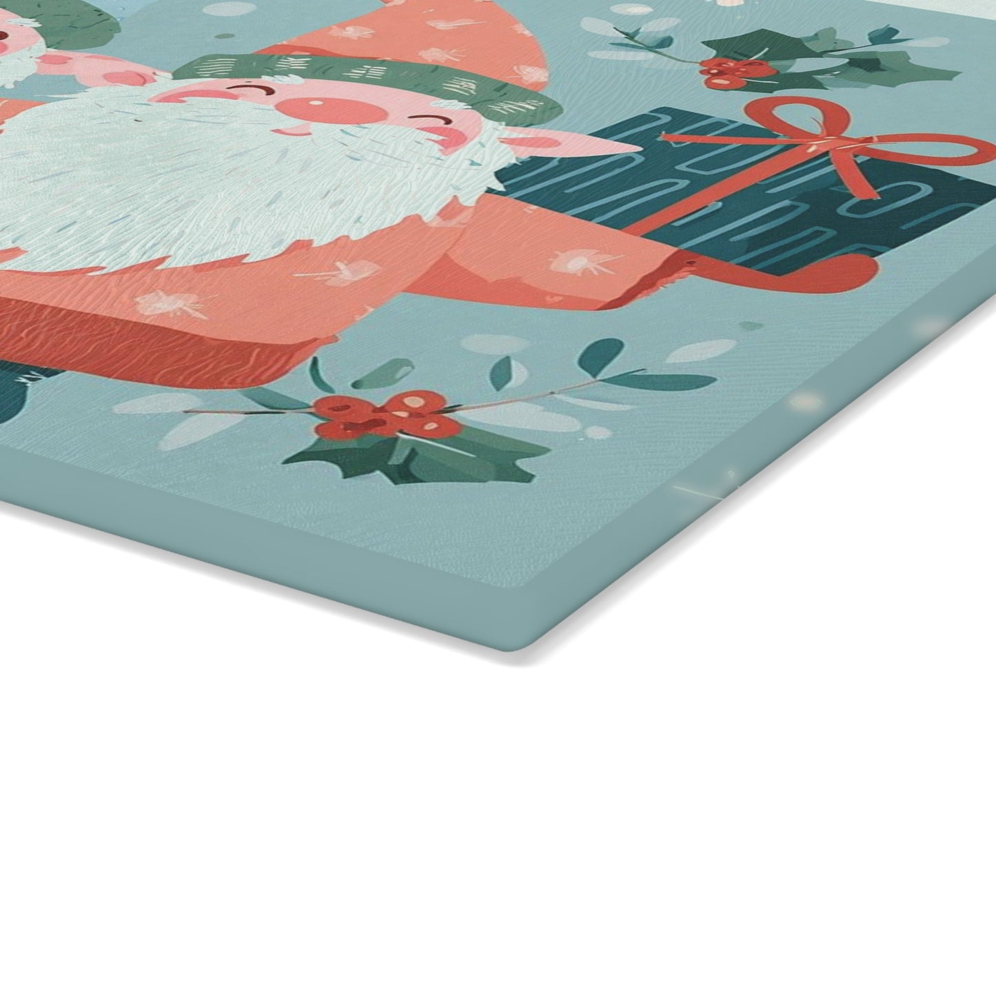 Christmas Gnome Glass Cutting Board, Holiday Kitchen Decor, Gift for Foodies, Gnome Lover Gift, Festive Kitchen Accessory