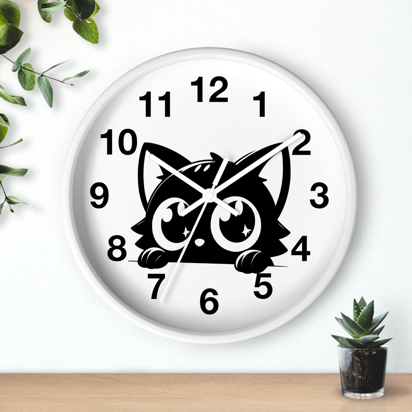 Cute Cat Wall Clock, Adorable Timepiece for Cat Lovers, Black Cat Decor for Home, Kawaii Wall Art, Gift for Cat Enthusiasts