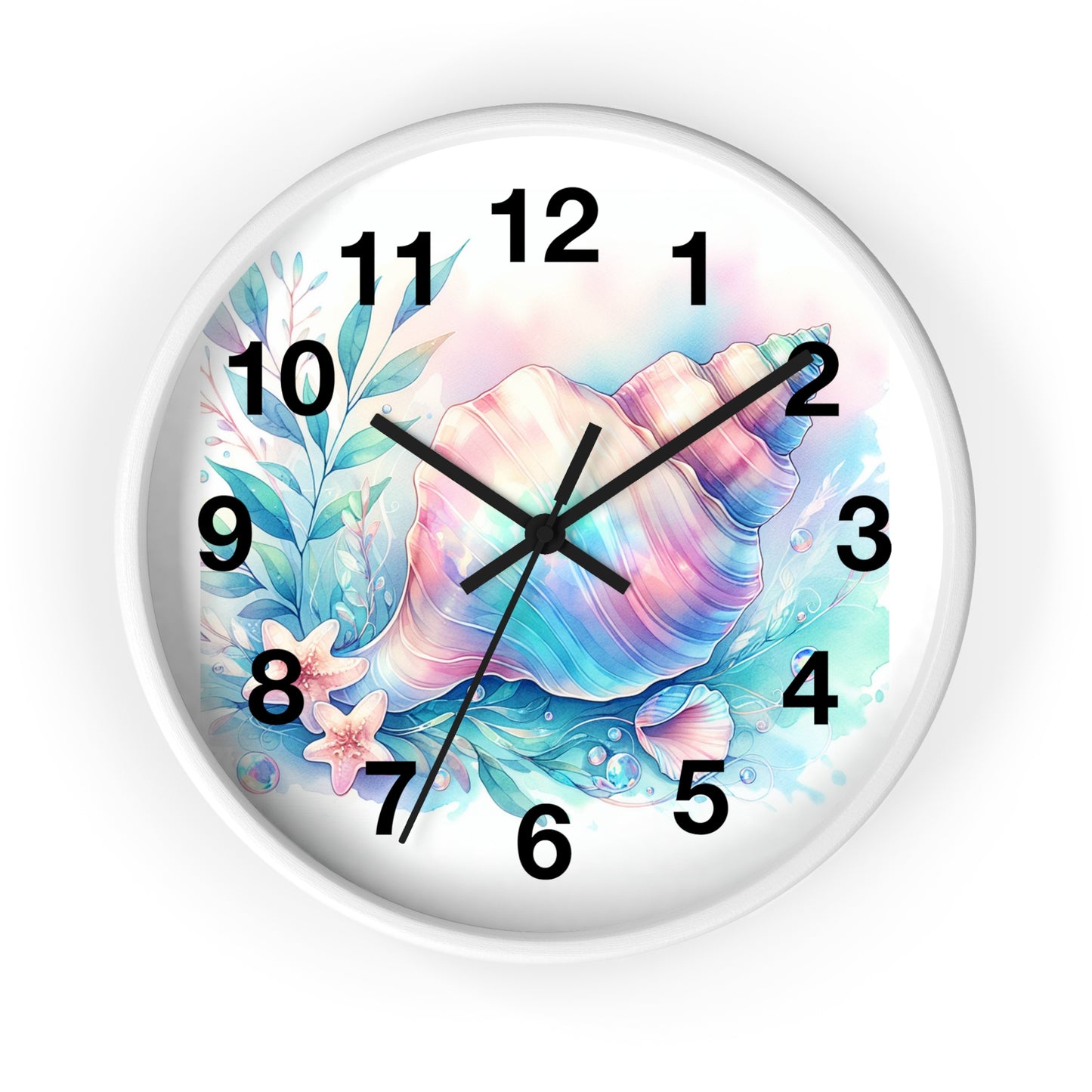 Seashell Pastel Wall Clock — Beachy Coastal Home Decor