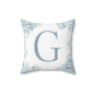 Monogram 'G' Floral Square Pillow – Blue Watercolor Initial Throw Pillow