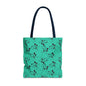 Turquoise Floral Swirl Tote Bag – All-Over Print Stylish Shopping Bag
