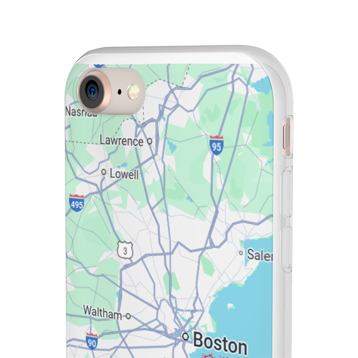 Boston Map Flexi Case for iPhone, Custom Location Phone Case, Unique Gift, Boston Heart Design, Travel Lover Accessory