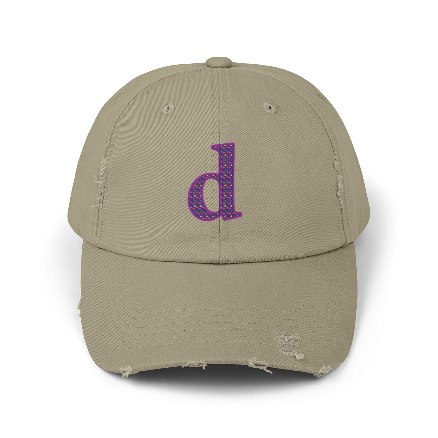 Distressed Cap with Purple Letter 'd' - Casual Street Style Hat for Everyday Wear, Gift for Dad, Unisex Fashion Accessory, Trendy [...]