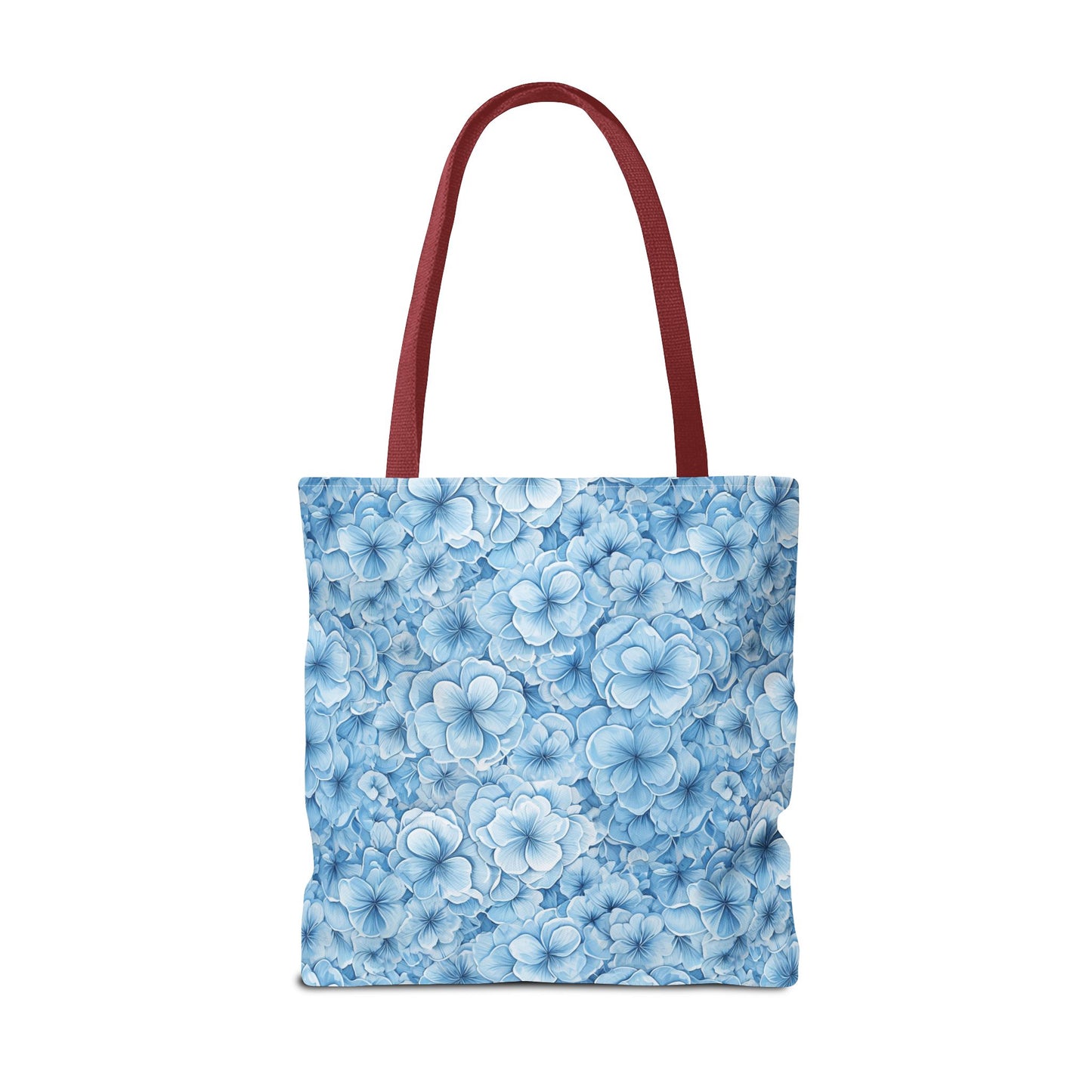 Blue Watercolor Floral Tote Bag — Reusable Flower Pattern Shopper