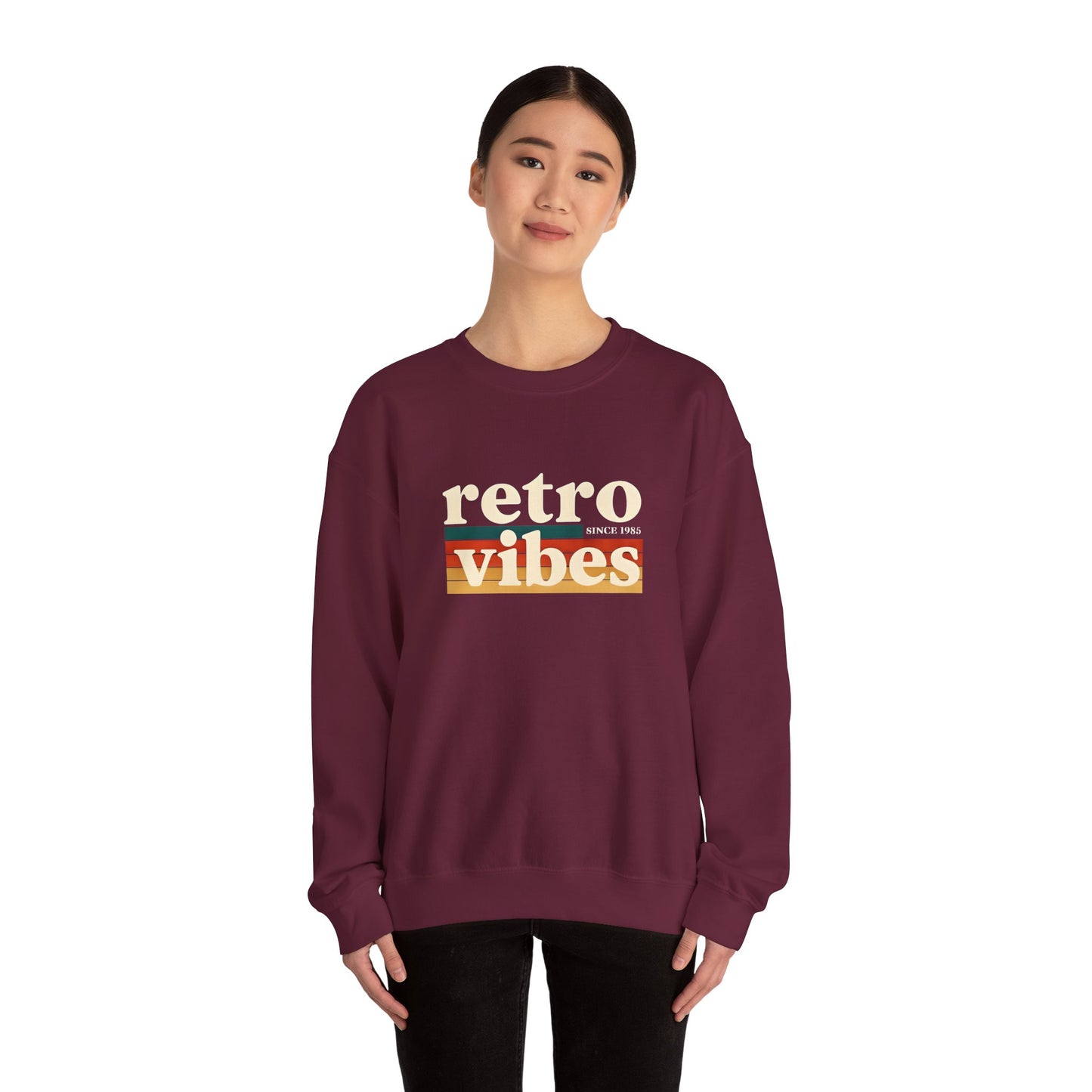 Retro Vibes Crewneck Sweatshirt, Unisex Vintage Style, Cozy Fall Fashion, Gift for Music Lovers, Chill Weekend Wear