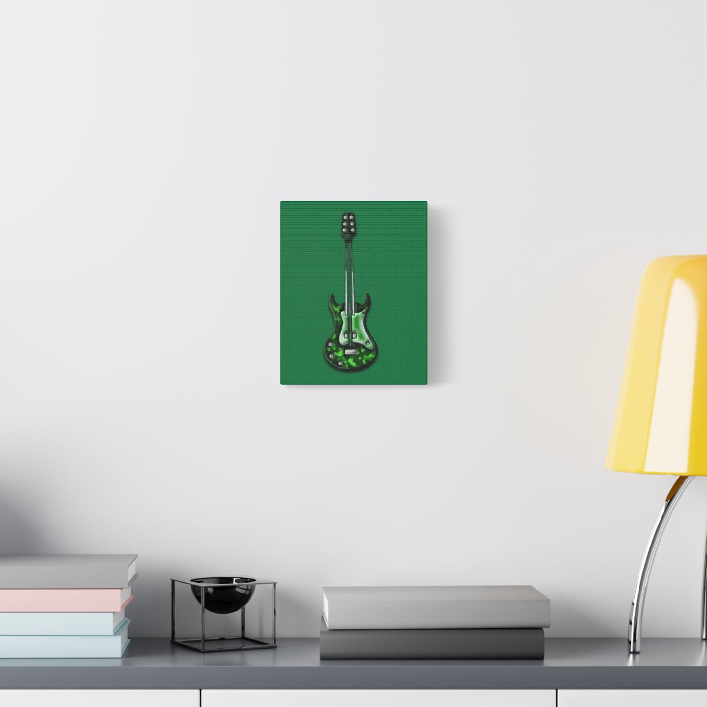Green Electric Guitar Canvas Art, Music Wall Decor, Rock n Roll Gift, Guitar Lover's Art, Stretched Green Canvas, Home Theater Decor