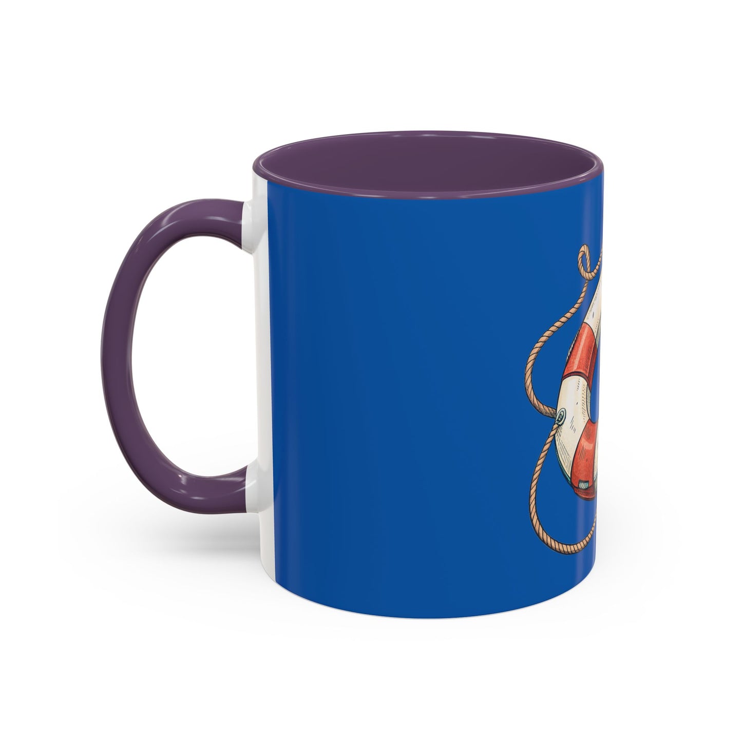 Lifesaver Accent Coffee Mug - Nautical Gift, Beach Decor, Sailor's Coffee Cup, Ocean Lover Mug, Summer Vibes