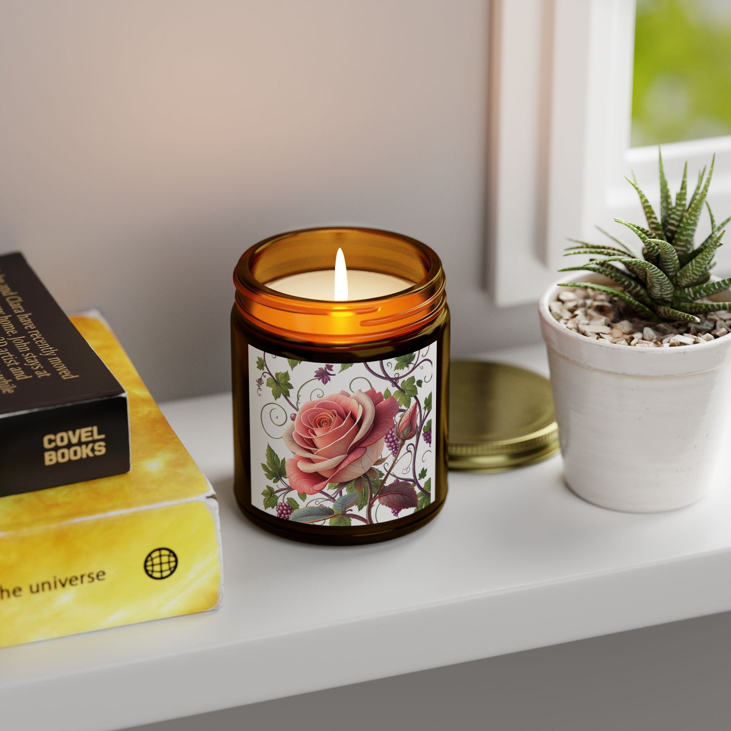 Romantic Floral Scented Candle, Perfect Gift for Her, Rose Essence, Home Decor, Aromatherapy