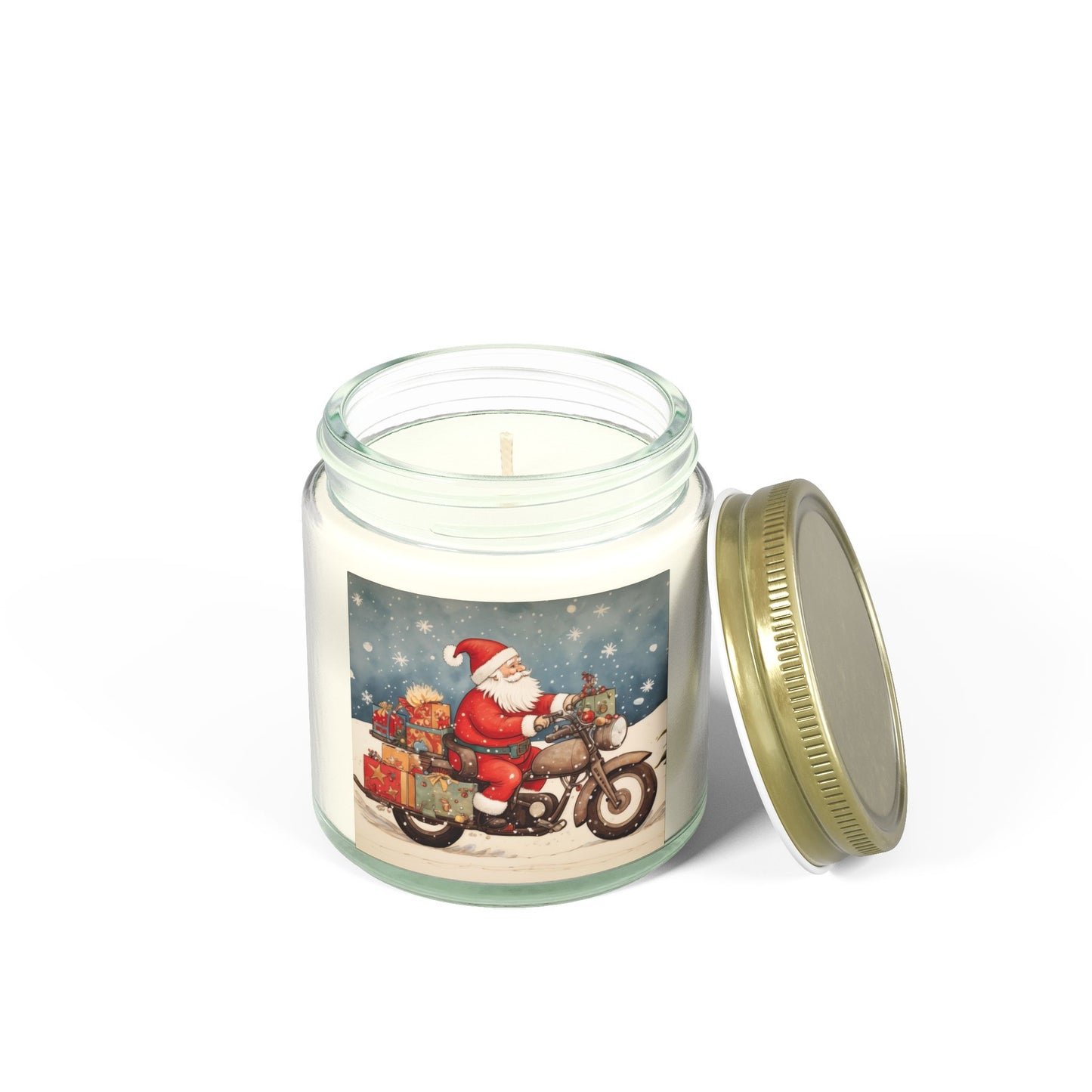 Festive Scented Candles | Santa on Motorcycle | Holiday Decor, Gift, Aromatherapy, Home Fragrance, Christmas Decoration