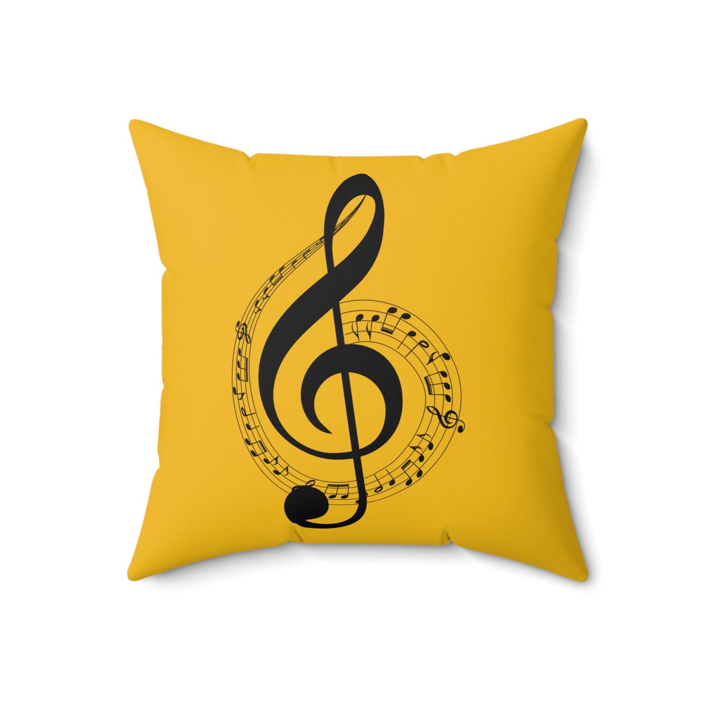 Musical Notes Square Pillow  - Yellow