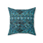 Teal Moroccan Tile Decorative Pillow — Spun Polyester Square Throw Cushion