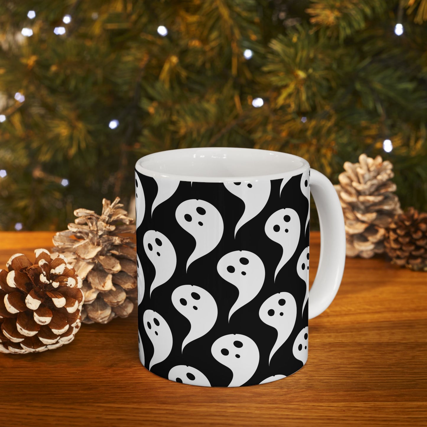 Ghostly Charm Ceramic Mug | Perfect for Halloween, Cozy Drinks, Spooky Vibes, Unique Gift, Kitchen Decor