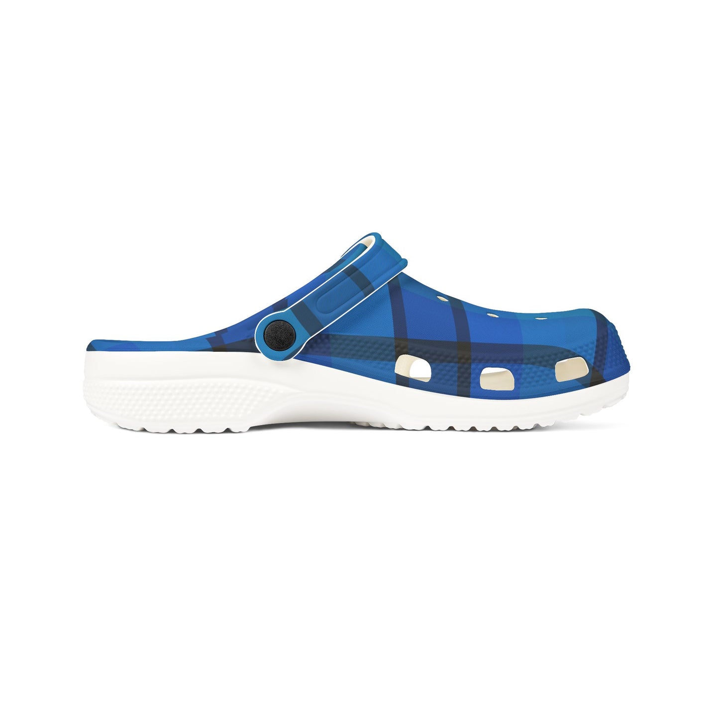 Blue Plaid EVA Foam Clogs — Lightweight Waterproof Garden Shoes