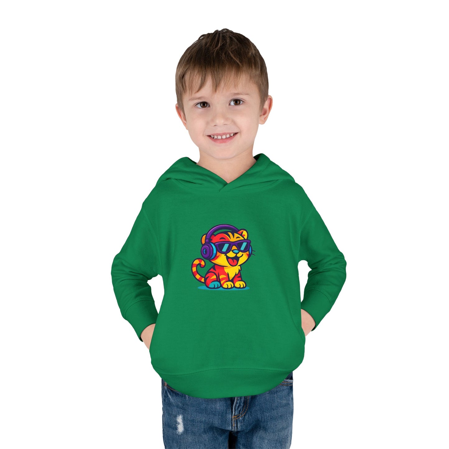 Cool Cat Toddler Hoodie - Fleece Pullover with Colorful Lion Design, Kids Clothing, Fun Gift, Casual Wear, Playtime Essentials