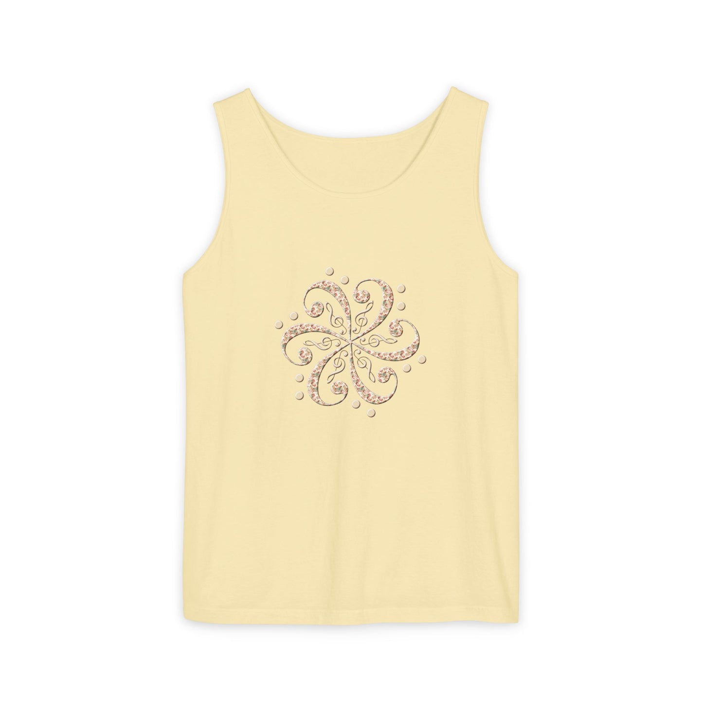 Boho Spiral Design Tank Top | Unisex Summer Apparel, Casual Wear, Beach Outfit, Festival Top, Gift Idea