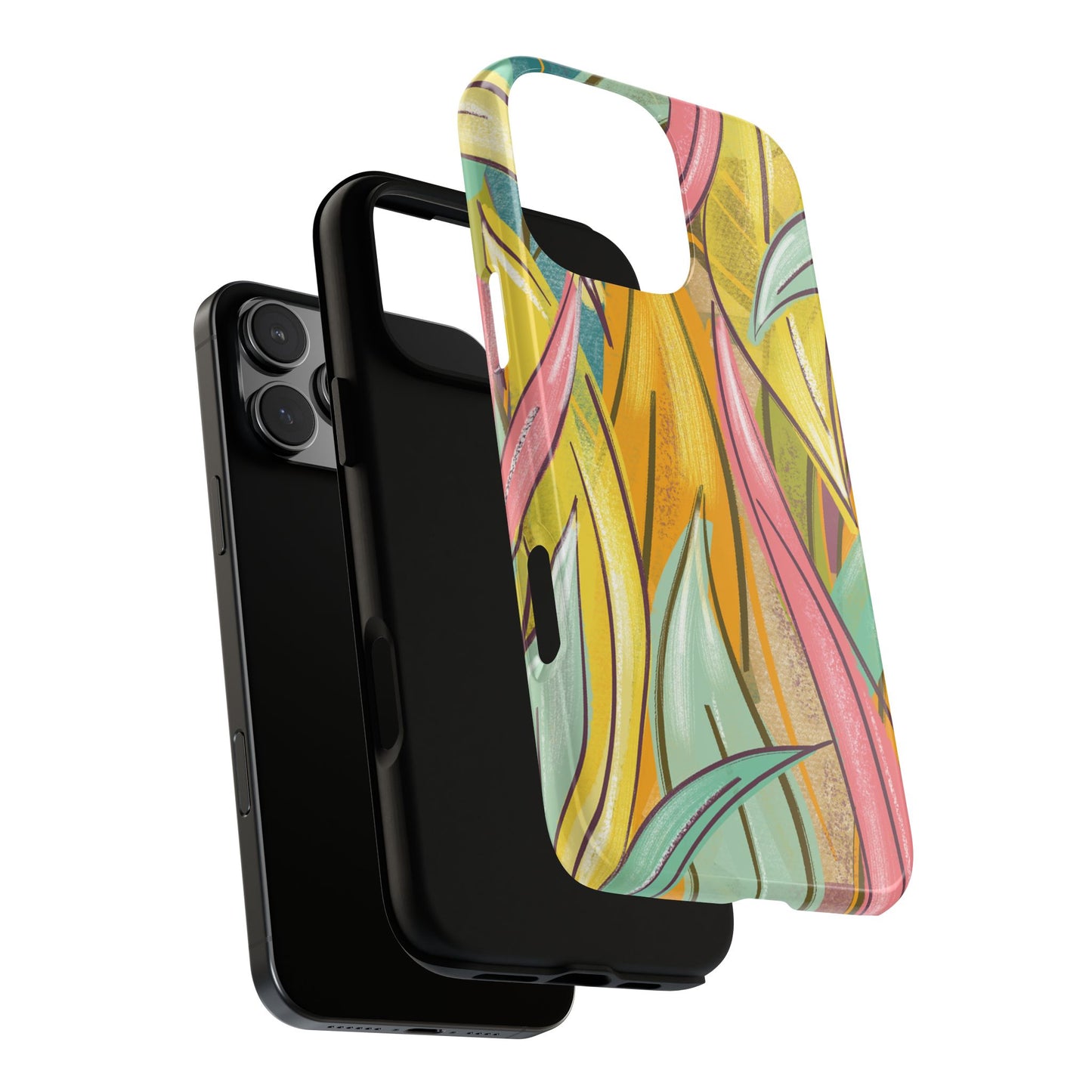 Vibrant Phone Case with Colorful Leaf Design, Tough Cases for Nature Lovers, Eco-Friendly Gift, Summer Vibes, Floral Phone Cover