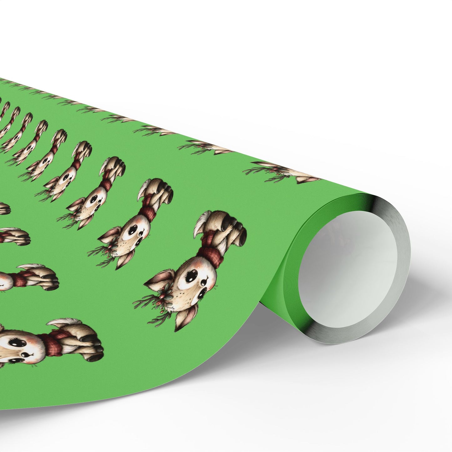 Green Reindeer Pattern Wrapping Paper — Cute Holiday Gift Wrap