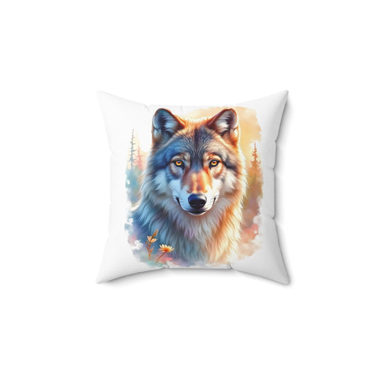 Majestic Wolf Print Pillow, Cozy Home Accent, Wilderness Themed Cushion