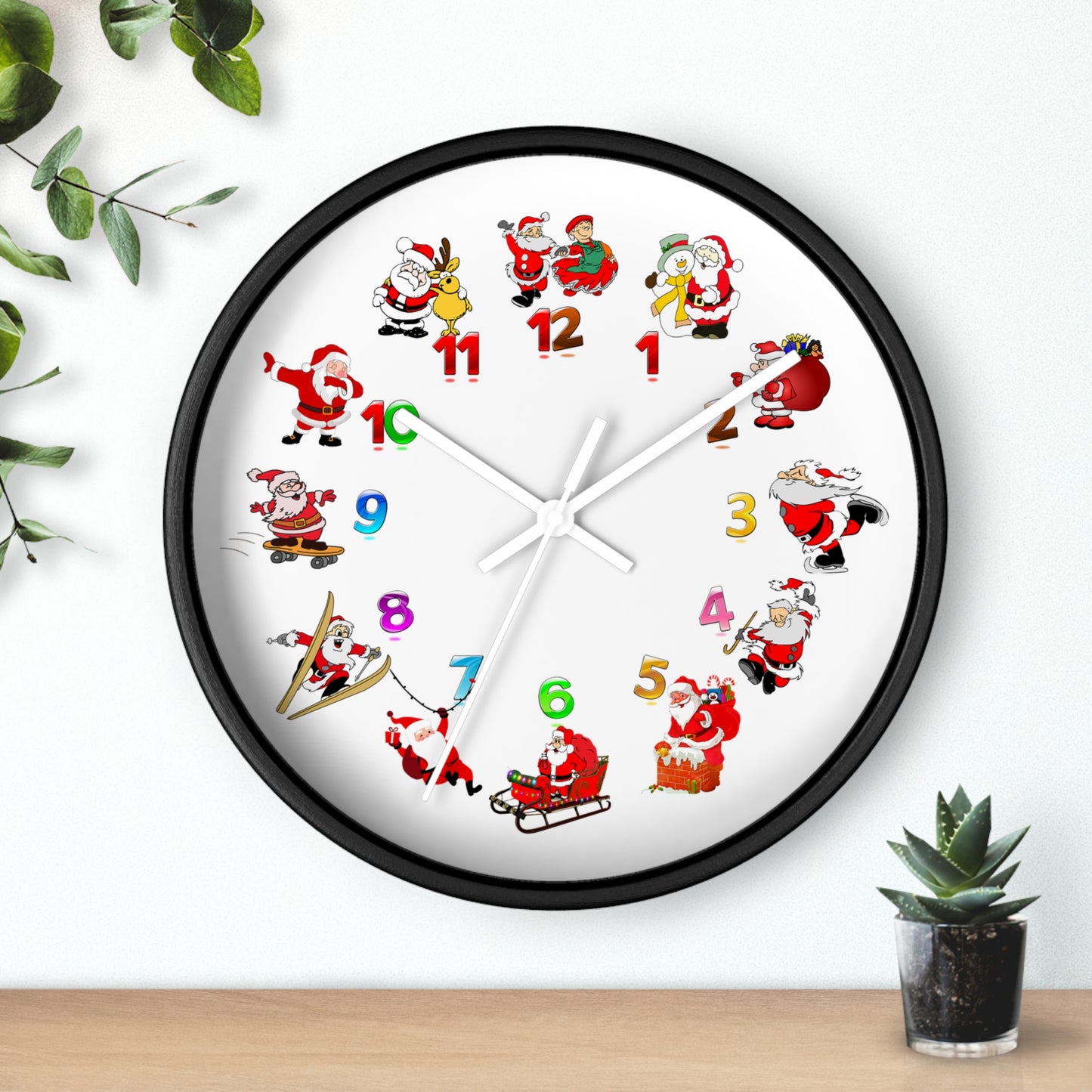 Festive Santa Wall Clock, Christmas Decor, Holiday Home Accent, Gift for Kids, Fun Timepiece, Seasonal Clock, Xmas Decoration