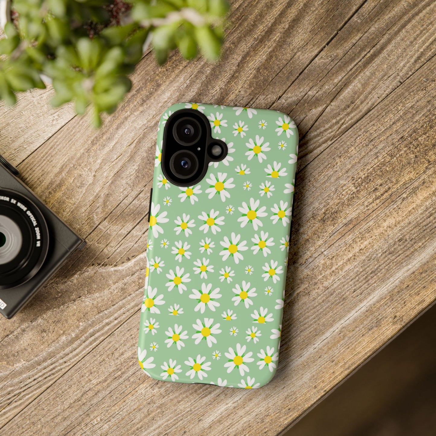 Daisy Phone Case, Tough Phone Cover, Floral iPhone Case, Cute Green Case, Spring Vibes, Girls Gifts