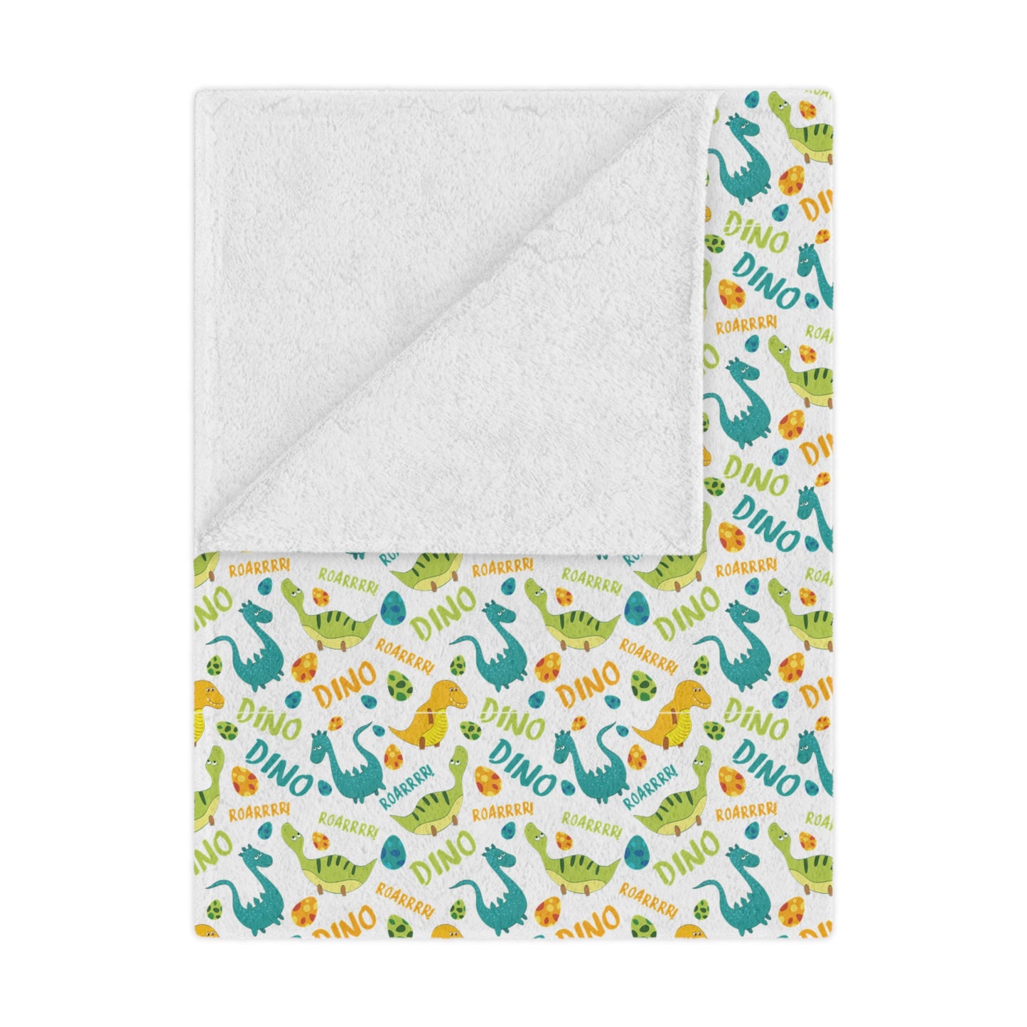 Baby Footprint Minky Blanket — Soft Dinosaur Pattern Nursery Throw