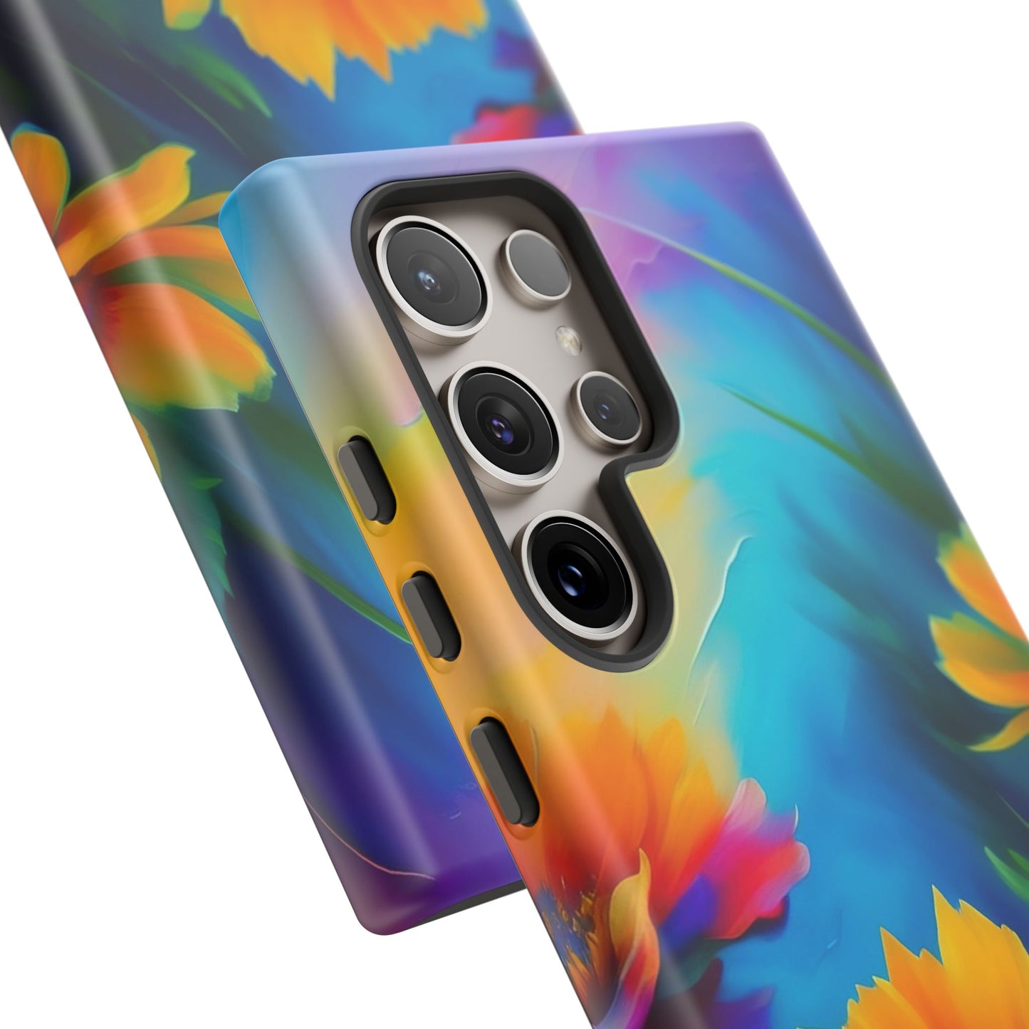 Floral Sunset Tough Phone Case — Vibrant Watercolor Flowers Protective Cover