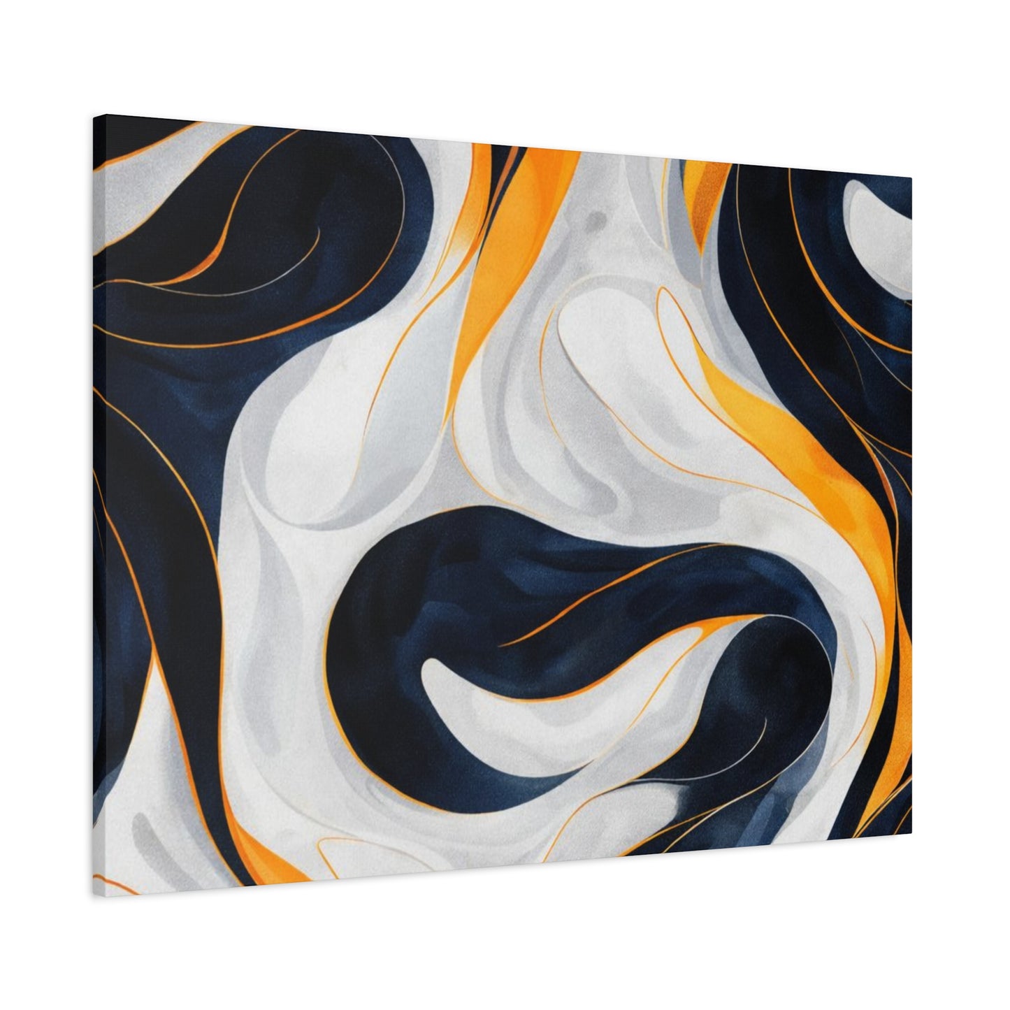 Abstract Navy & Gold Swirl Matte Canvas Wall Art