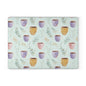 Ceramic Mugs Pattern Glass Cutting Board — Pastel Teacup Kitchen Chopping Board