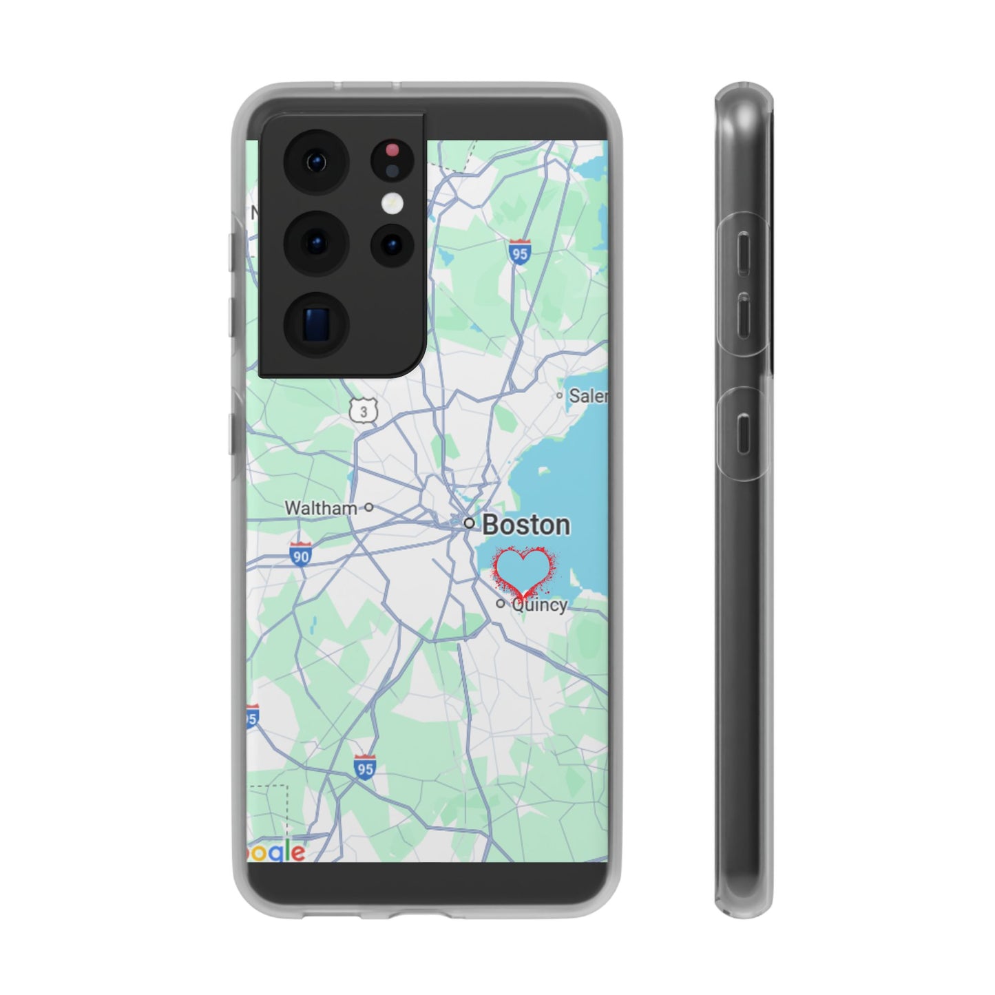 Boston Map Flexi Case for iPhone, Custom Location Phone Case, Unique Gift, Boston Heart Design, Travel Lover Accessory