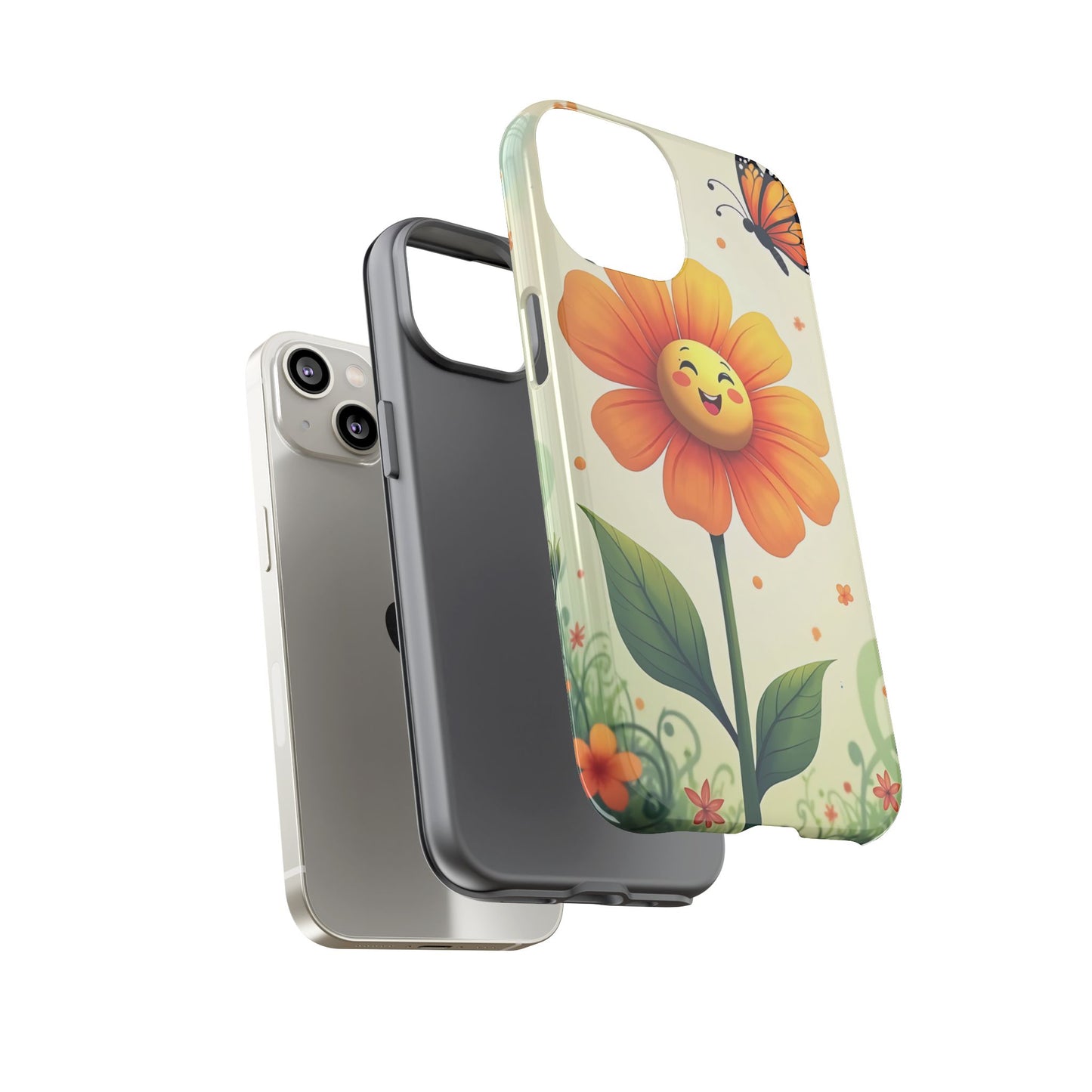Floral Phone Case with Butterfly Design, Cute Flower Phone Cover for Nature Lovers, Eco-Friendly Gift, Spring Vibes, Birthday Present