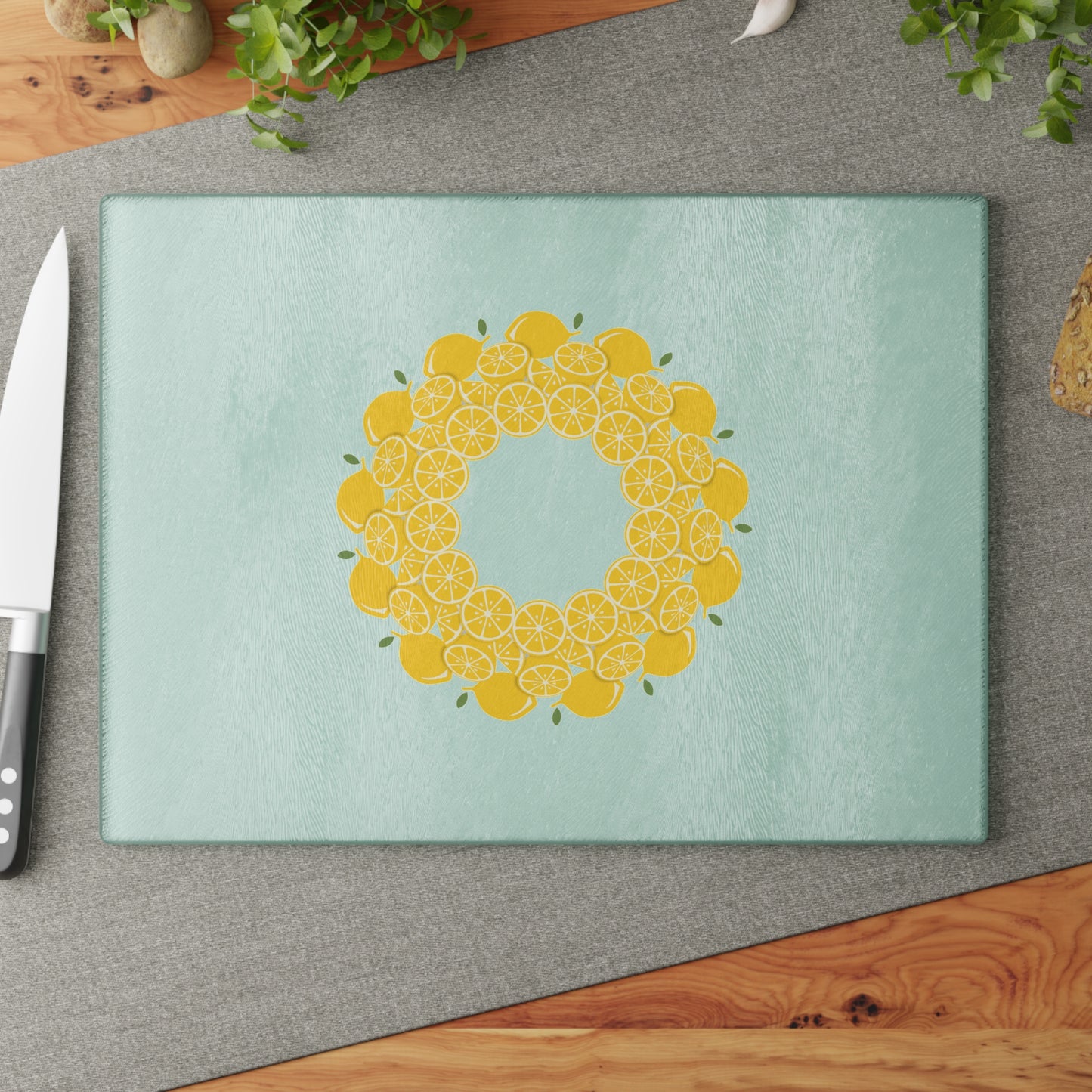 Lemon-Themed Glass Cutting Board | Kitchen Decor, Gift for Chefs, Foodie Present, Summer Cooking, Home & Garden