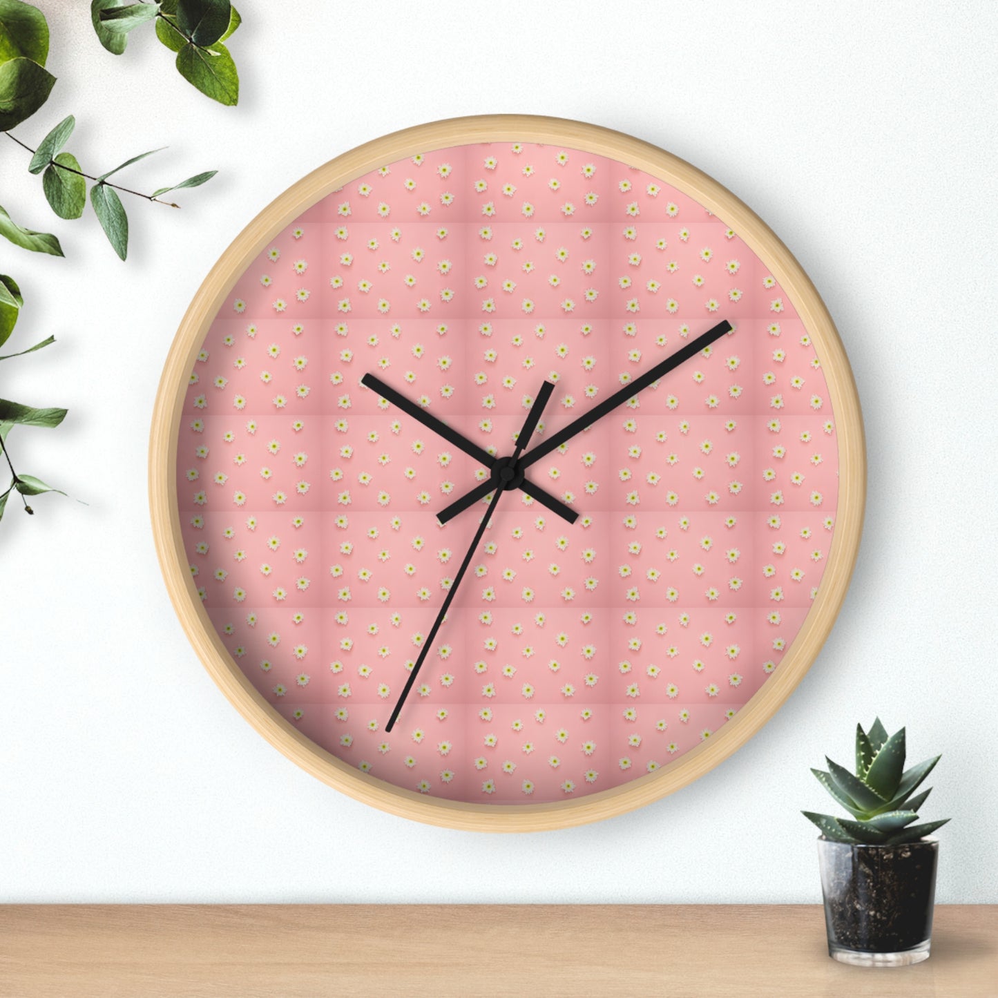 Charming Floral Wall Clock Pink Decor, Home Accessories, Gift for Her
