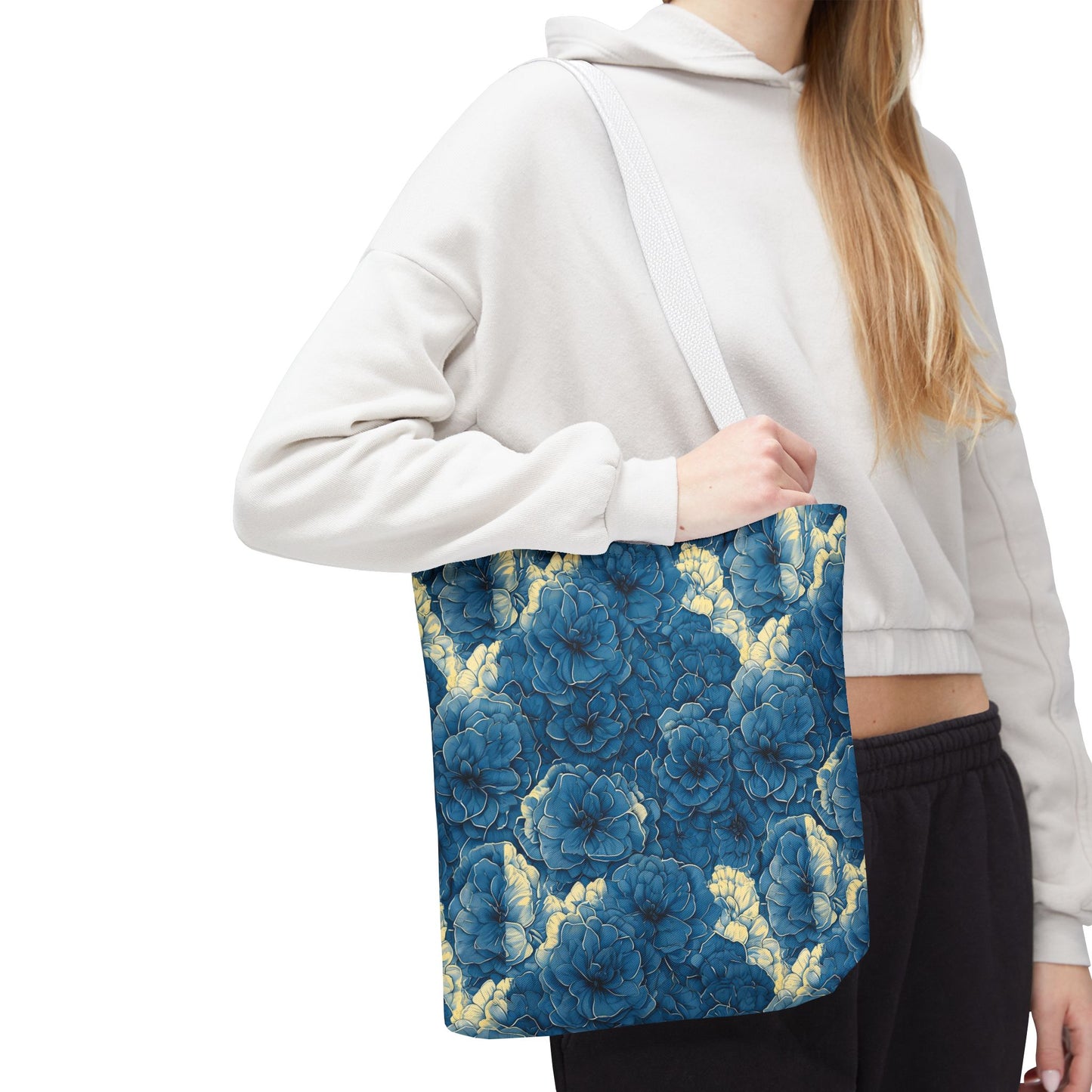 Floral Blue Peony Tote