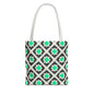 Geometric Mint Tile Tote Bag — Patterned All-Over-Print Shopper