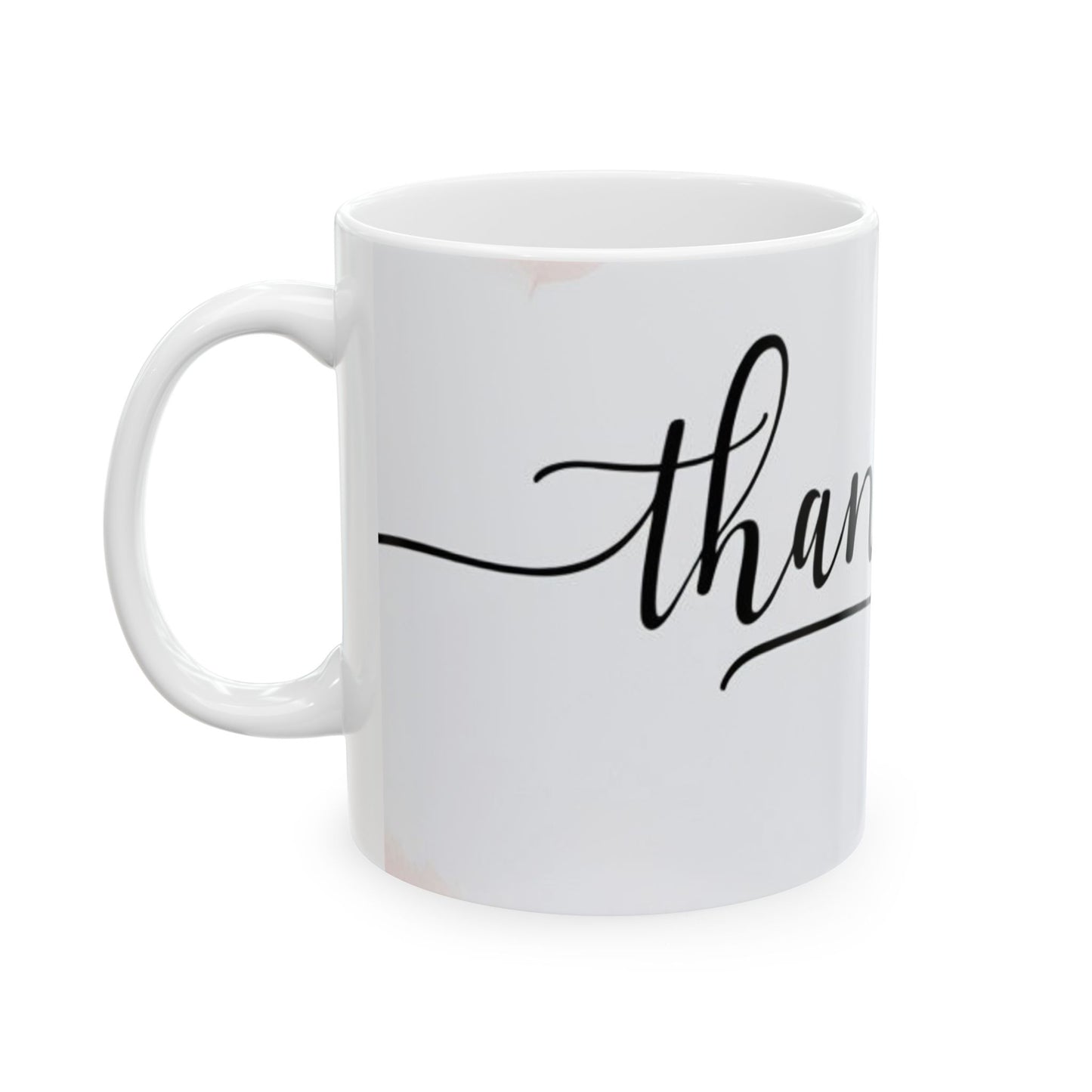 Thank You Ceramic Mug — Elegant Script & Pink Marble Accent (11oz, 15oz)