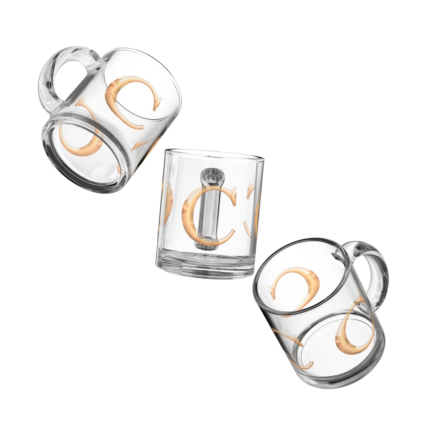 Personalized Glass Mug | Custom Initial Coffee Mug Letter C