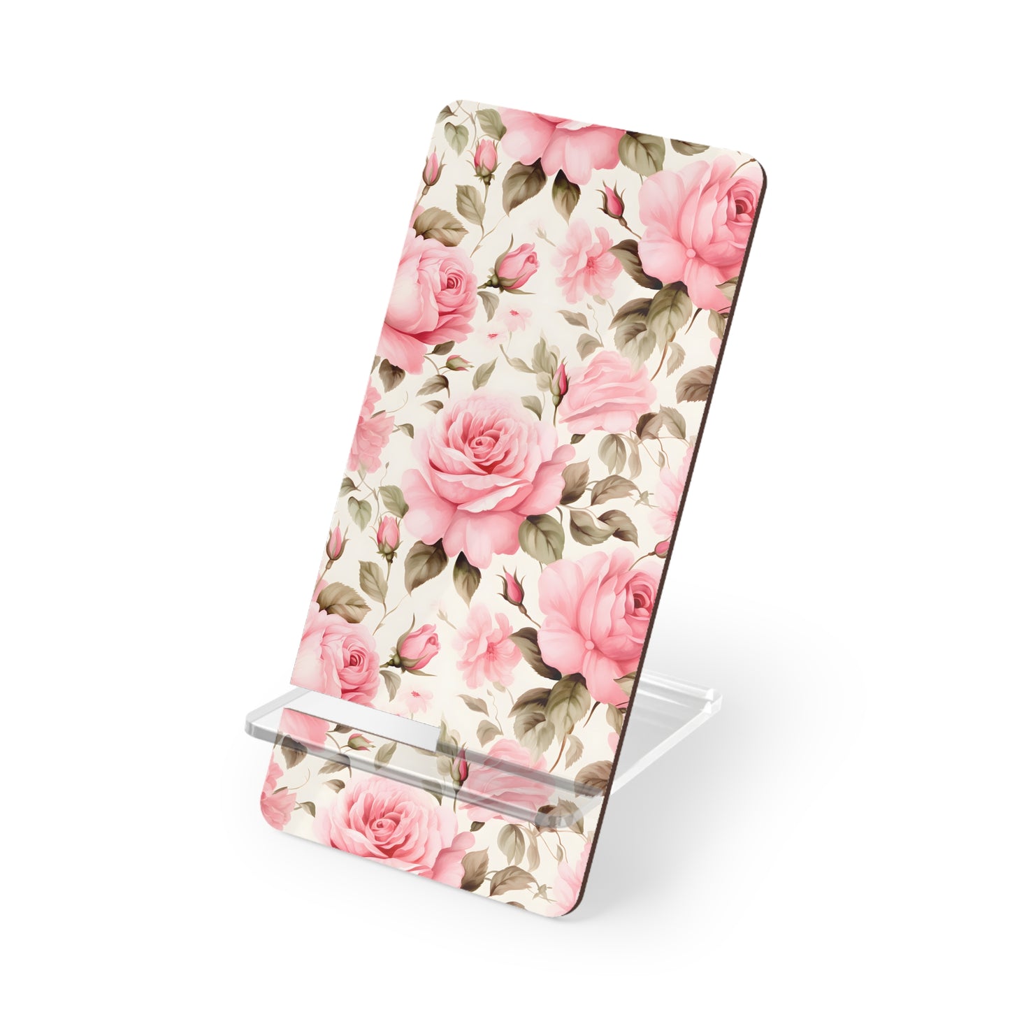 Floral Smartphone Stand, Elegant Pink Rose Display Holder for Desk, Phone Stand Gift, Home Office Decor, Mother's Day Present
