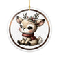 Cute Baby Reindeer Ceramic Ornament — Christmas Tree Decoration