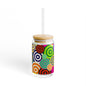 Vibrant Sipper Glass with Bamboo Lid, Colorful Drinkware, Eco-Friendly Straw Glass, Perfect for Parties, Outdoor, Gifts