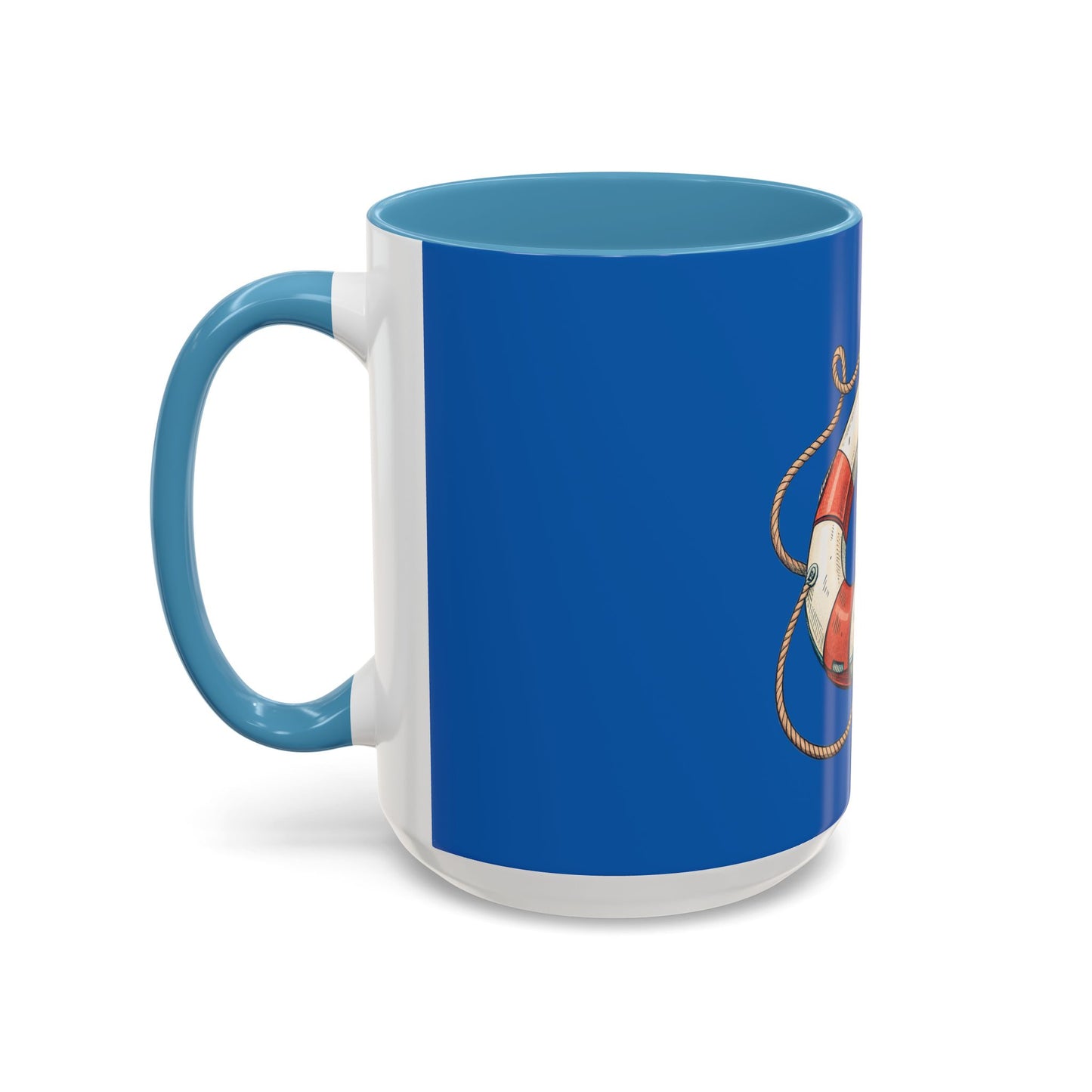 Lifesaver Accent Coffee Mug - Nautical Gift, Beach Decor, Sailor's Coffee Cup, Ocean Lover Mug, Summer Vibes