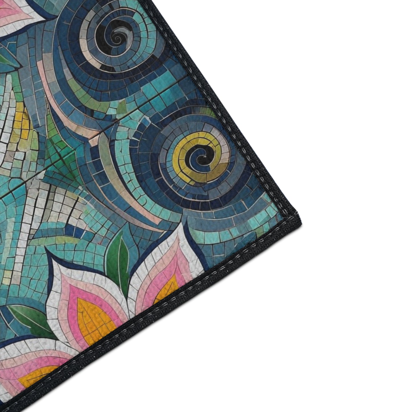 Floral Mosaic Heavy-Duty Floor Mat — Non-Slip Garden Pattern Rug