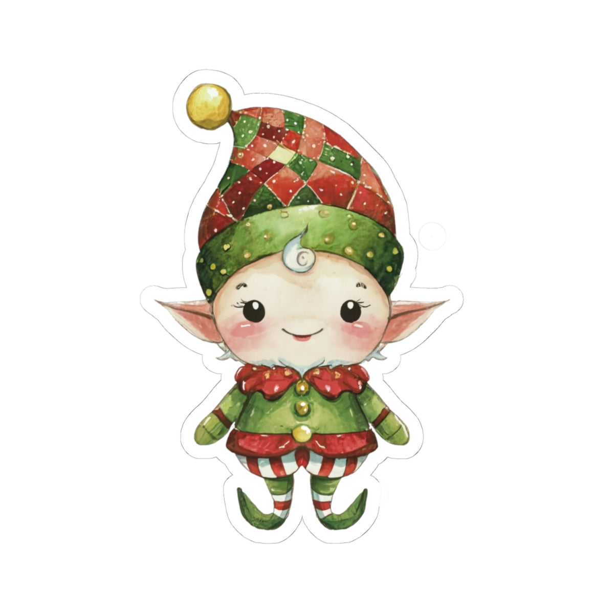 Adorable Christmas Elf Kiss-Cut Stickers, Holiday Decor, Cute Gift for Kids, Laptop or Planner Stickers, Fun Christmas Crafts