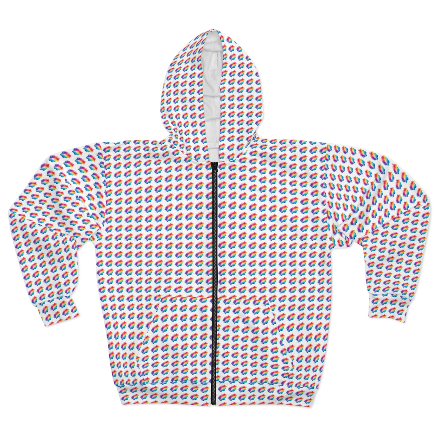 Vibrant Zip Hoodie for Every Occasion, Graphic Unisex Hoodie, Colorful AOP Design, Cozy Fashion Layer, Perfect Gift for Friends